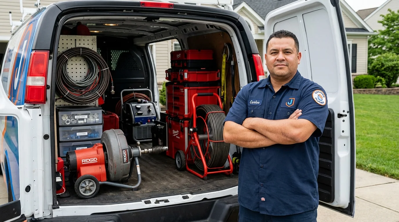 Professional drain cleaning equipment and Johns Plumbing LLC plumber in DuPont