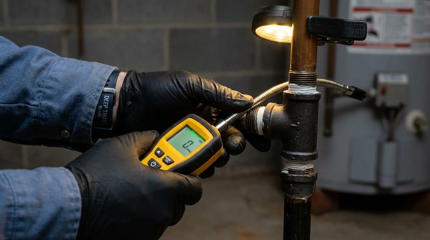 Gas leak detection with electronic sniffer by Johns Plumbing LLC in DuPont