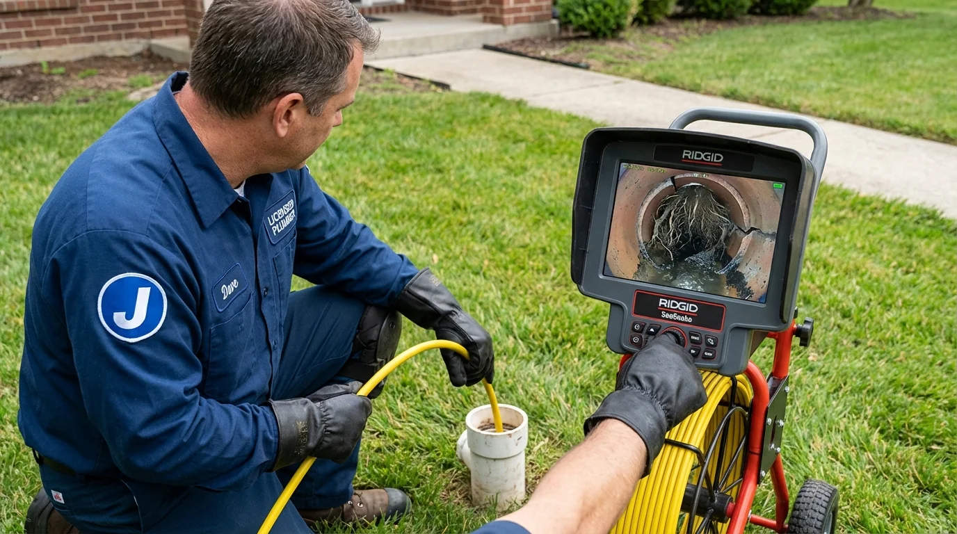 Sewer camera inspection being performed by Johns Plumbing LLC in DuPont