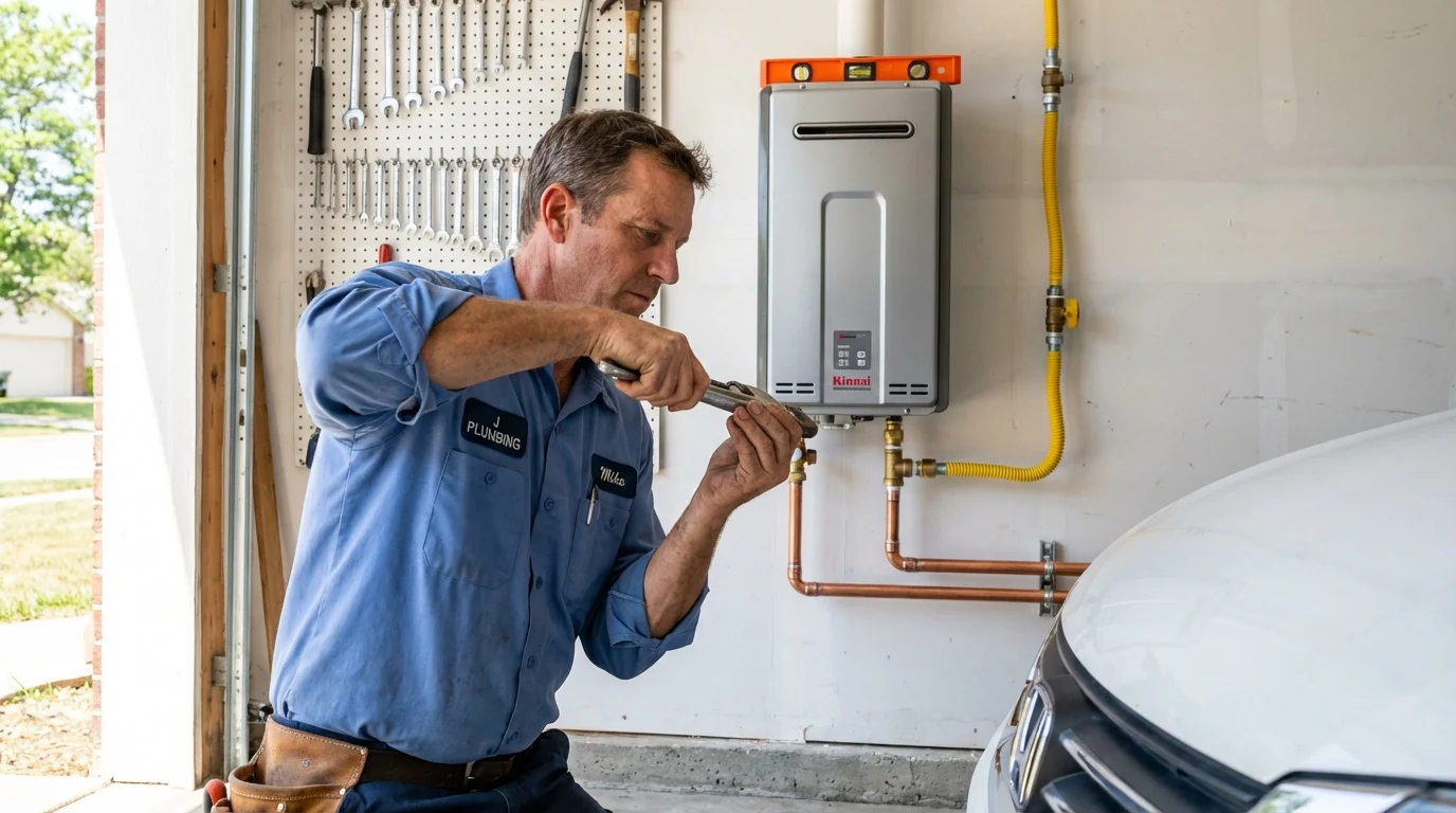 Tankless water heater installation by a Johns Plumbing LLC plumber in DuPont